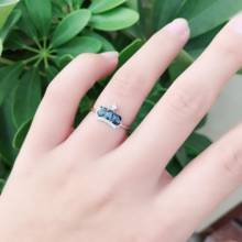 Винтажное кольцо с драгоценным камнем, с натуральным синим сапфиром, серебряное кольцо с короной, 925, Стерлинговое Серебро, сапфир 2024 - купить недорого