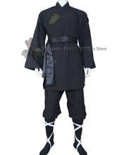 Uniforme monge shaolin kung fu taoist roupão tai chi conjunto de algodão preto para artes marciais 2024 - compre barato