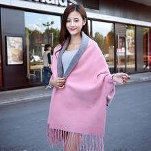 Autumn and winter new double-sided patchwork scarf thick warm fashion outdoor high quality comfortable soft temperamental shawl 2024 - buy cheap