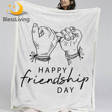 BlessLiving Friendship Bed Blanket Hand Drawn Soft Fluffy Blanket Letters Print Custom Blanket White Simple Stylish Cobertor 2024 - buy cheap