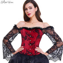 Blusa gótica corselet corselet de renda, steampunk espartilho sexy 6xl plus size, colete feminino modelador redutor 2024 - compre barato