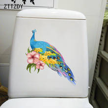 ZTTZDY-pegatinas de pavo real pintadas para decoración de dormitorio, accesorios de aseo para WC, animales, T2-1080, 20,2x21,8 CM 2024 - compra barato