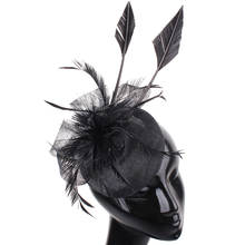 Black Sinamay Wedding Women Fashion Fascinator Hat Headband Bridal Party Race Headpiece Hair Cip Hoops Ladies Hair Accessories 2024 - buy cheap