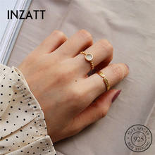 INZATT Real 925 Sterling Silver Stone Opening Ring For Fashion Women Minimalist Ring Fine Jewelry Trendy Gift 2019 Accessories 2024 - buy cheap