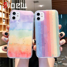 Kjoew glitter em pó estrelas caso de telefone para iphone 11 pro x xr xs max 7 8 6s plus arco-íris doces cor silicone macio capa traseira 2024 - compre barato