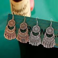 Vintage Boho Flower Carved Alloy Tassel Earrings Jewelry Summer Ethnic Gypsy Earrings For Women Oorbellen 2024 - buy cheap