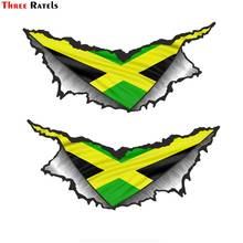 Três ratels FTC-1129 # grande par triangular rasgado metal jamaica jamaicano county bandeira vinil etiqueta do carro da motocicleta decalque 2024 - compre barato