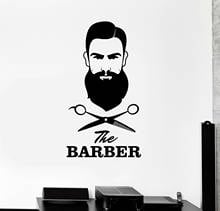 Pegatinas de pared para Barbería para hombres, herramientas de tijeras, estilista, decoración Mural, puerta, ventana de vidrio, cartel de peluquería DG066 2024 - compra barato