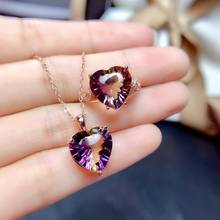 MOONROCY-Conjunto de joyería para mujer, collar de anillo de cristal colorido, Color púrpura, ovalado, oro rosa, regalo de moda, Dropshipping 2024 - compra barato