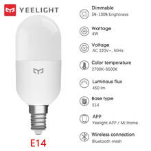 A temperatura de cor de yeelight e14 conduziu o bulbo esperto m2 4w 450lm bt versão 2700-6500k ajustado cooperar com gateway da malha 2024 - compre barato