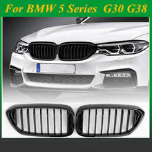 Grade frontal de plástico abs brilhante para bmw, 1 par: grelha de corrida frontal para bmw g30, g38, nova série 5 2018 polegadas 2024 - compre barato