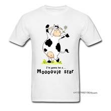 Movie Star Men T Shirt Funny Tee-Shirts Dabbing Cow Print Tshirt NEW YEAR DAY 100% Cotton Short Sleeve Hip Hop Cartoon Clothes 2024 - buy cheap