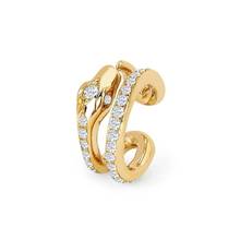 cheap cubic zirconia earring gold color clear cz snake shaped double circle ear cuff clip earring for women 2024 - купить недорого