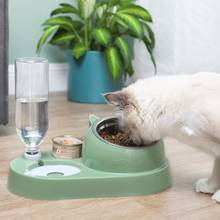 4-in-1 Cat Dog Bowl Automatic Feeder Pet Cat Food Bowl with Water Dispenser 15 Degrees Tilted Stainless Steel Puppy Feeding Tool 2024 - buy cheap