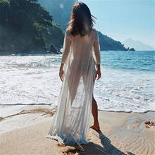 2022 Lace Beach Pareo Beachwear Swim suit Cover up Playa Pareo Tunics for Beach Kimono Swimwear Women Lace Beach Dress #Q805 2024 - buy cheap