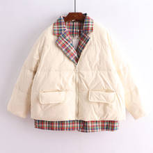 2020 Winter New Fashion Small Loose Down Jacket Suit Collar Fake Two White Duck Down Warm White Jackets 2024 - buy cheap