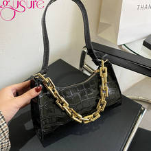 Gusure Fashion Women PU Leather Chain Shoulder Handbags Casual Solid Color Crocodile Pattern Female Underarm Bags Purse 2024 - buy cheap