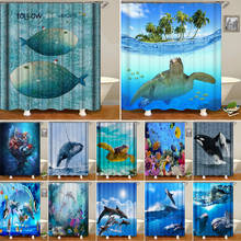 New Underwater World Fish Turtle 3d Shower Curtains Ocean Dolphin Fabric Waterproof Polyester Bath Curtain Bathroom Decor Screen 2024 - buy cheap