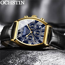 OCHSTIN Fashion Man WristWatch Chronograph Sport Men Watch Military Top Brand Luxury Black Genuine Leather New Male Clock 6132 2024 - buy cheap
