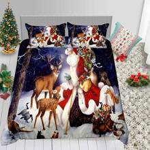 Thumbedding-Juego de cama de noche de Navidad, funda de edredón cálida de Papá Noel y Deers, doble tamaño, doble, individual, doble, matrimonio 2024 - compra barato