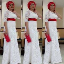 2021 White Lace Nigeria Evening Dress Aso Ebi Style South African Mermaid Evening Gowns Plus Size Formal Party Dress Custom Made 2024 - buy cheap