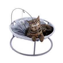 Мягкое плюшевое гнездо для домашних питомцев, съемный гамак, кровать для кошек с висячими мячиками, для маленьких собак, мягкое кресло-качалка-тумблер 2024 - купить недорого