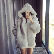 2020 New Winter Imitation Blue Fox White Mink Fur Coat Fur Hooded Coat All Winter Warm Fur Jacket Women Loose Thick Coat NS1734 2024 - buy cheap