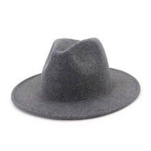 Chapéu tipo fedora, chapéu da moda para homens e mulheres, de lã, jazz, cor sólida, com aba lisa, chapéu formal de panamá, chapéu para festa, carnaval 2024 - compre barato