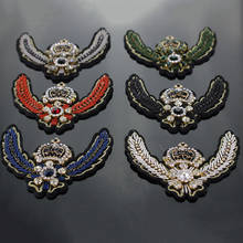 Emblemas de asas de coroa de seda indiana patches de cristal bordados para homens aplique decorado de camisa 2024 - compre barato