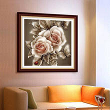 DIY Алмазная вышивка крестиком для спальни гостиной декоративная картина ручной работы цветок Роза Кристалл вышивка крестиком 2024 - купить недорого