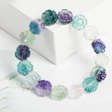 Wholesale Color Fluorite Natural Stone Bracelets Flower Shape Beads Bracelets For Women Simple Summer Fresh Crystal Jewelry 2024 - buy cheap