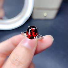 2021 new style natural garnet ring for women silver jewelry oval natural gem real 925 silver girl birthday gift  birthstone 2024 - buy cheap