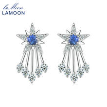 LAMOON Earring For Women Blue Corundum Shooting Star 925 Sterling Silver White Gold Plated Fine Jewelry LMEI079 2024 - buy cheap