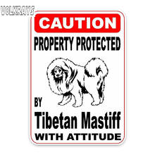 Volkrays Creative Car Sticker Property Protected By Tibetan Mastiff Dog Accessories Reflective Waterproof PVC Decal,13cm*9cm 2024 - buy cheap