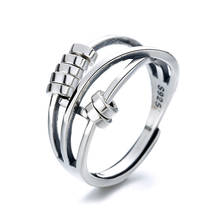 SA-anillo abierto plata de primera ley para hombre y mujer, sortija, plata esterlina 925, tres anillos, varios anillos, pareja 2024 - compra barato
