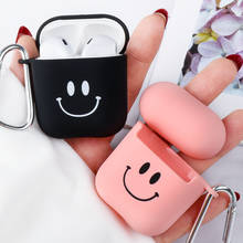 Funda negra de sonrisa rosa para Airpods 1 2 piezas funda dura para cápsulas de aire Carcasa protectora esmerilada estilo de pareja de lujo auricular caja de Capa 2024 - compra barato