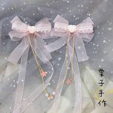 Original Lolita hairpin super fairy double horse tail clip Lolita soft girl side clip cherry blossom love hairpin 2024 - buy cheap