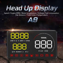 A9 большой экран Автомобильный дисплей Hud Head Up display скорость/Температура воды/неисправный код автомобильный монитор лобовое стекло отражение проектор 2024 - купить недорого