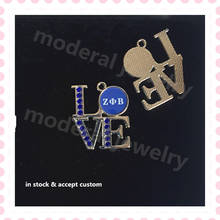 New 25*30mm crystal love dark crystal charm I love zeta enamel accessories OPC089 love ZPB blue stone pendant,5pcs sold 2024 - buy cheap