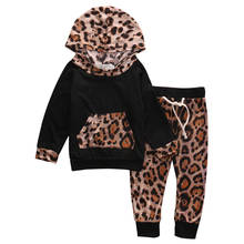 Emmababy-Conjunto de ropa de otoño para niñas, chándal con estampado de leopardo, Sudadera con capucha y pantalones informales, 2 uds. 2024 - compra barato