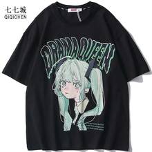 Anime College T-shirt Men Cartoon Girl Printed O-Neck Streetwear Japanese Harajuku Fashion Tshirts Men Summer Cotton Tee Tops 2024 - buy cheap
