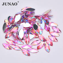 Junao-pedras de strass para decoração, 7x15mm, rosa, ab, com parte traseira lisa, olho de cavalo, acrílico, aplique sem calor 2024 - compre barato