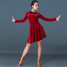 Vestido Rojo de baile latino para mujer, falda Sexy de 3 colores para competición de Salsa, Tango, Cha, Samba y Rumba 2024 - compra barato