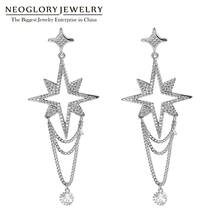 Neoglory-pendientes colgantes de estrellas y cadenas para mujer, joyas de lujo brillantes AAA + CZ, joyería de alta calidad para regalo de boda para amigo 2024 - compra barato
