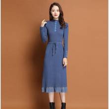 New Fashion 2021 Autumn Winter Women Long Sweater Dress Pullovers Warm Knitted Sweaters Pullover Lace Dresses Lady 2024 - buy cheap