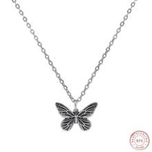 BOCAI S925 Sterling Silver Necklace Personality Pure Argentum Jewelry Women's Various Retro Hollow Butterfly Neck Jewelry 2024 - buy cheap