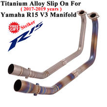 Tubo de enlace medio delantero para motocicleta Yamaha, tubo de Escape modificado de aleación de titanio, para modelos R15, V3, YZF-R15, 2017, 2018 y 2019 2024 - compra barato