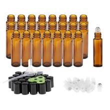 24Pcs10ml Essential Oil Roller Bottles for Essential Oil Perfume Refillable Amber Glass Roll Bottles Empty Parfum Bottles Roller 2024 - buy cheap