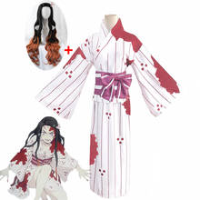 Anime Demon Killer Kimetsu no Yaiba Kamado Nezuko Halloween Cosplay Costume Horror Blood Splatter Kimono And Wig Free Delivery 2024 - buy cheap