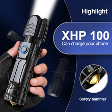 Linterna táctica led potente XHP100, lámpara de mano recargable por usb, Zoom Flash, 2021, regalo de Año Nuevo, 18650 2024 - compra barato